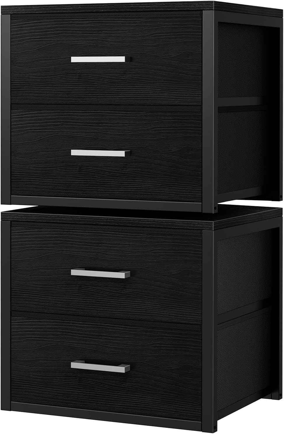 Stackable Storage Drawers Closet Organizers and Storage Fabric White 2 Drawer Dresser for Bedroom 2 Packs Modern