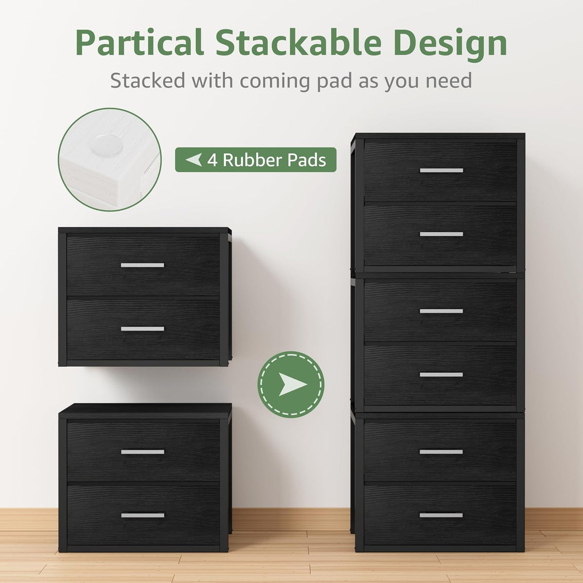 Stackable Storage Drawers Closet Organizers and Storage Fabric White 2 Drawer Dresser for Bedroom 2 Packs Modern
