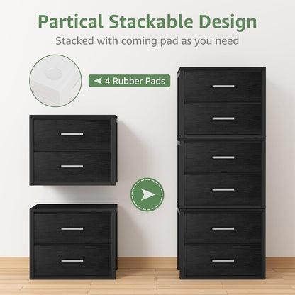 Stackable Storage Drawers Closet Organizers and Storage Fabric White 2 Drawer Dresser for Bedroom 2 Packs Modern