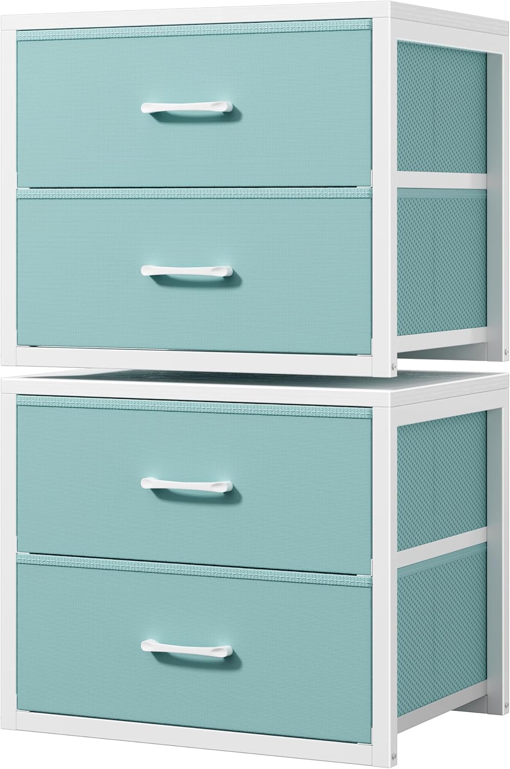 Stackable Storage Drawers Closet Organizers and Storage Fabric White 2 Drawer Dresser for Bedroom 2 Packs Modern