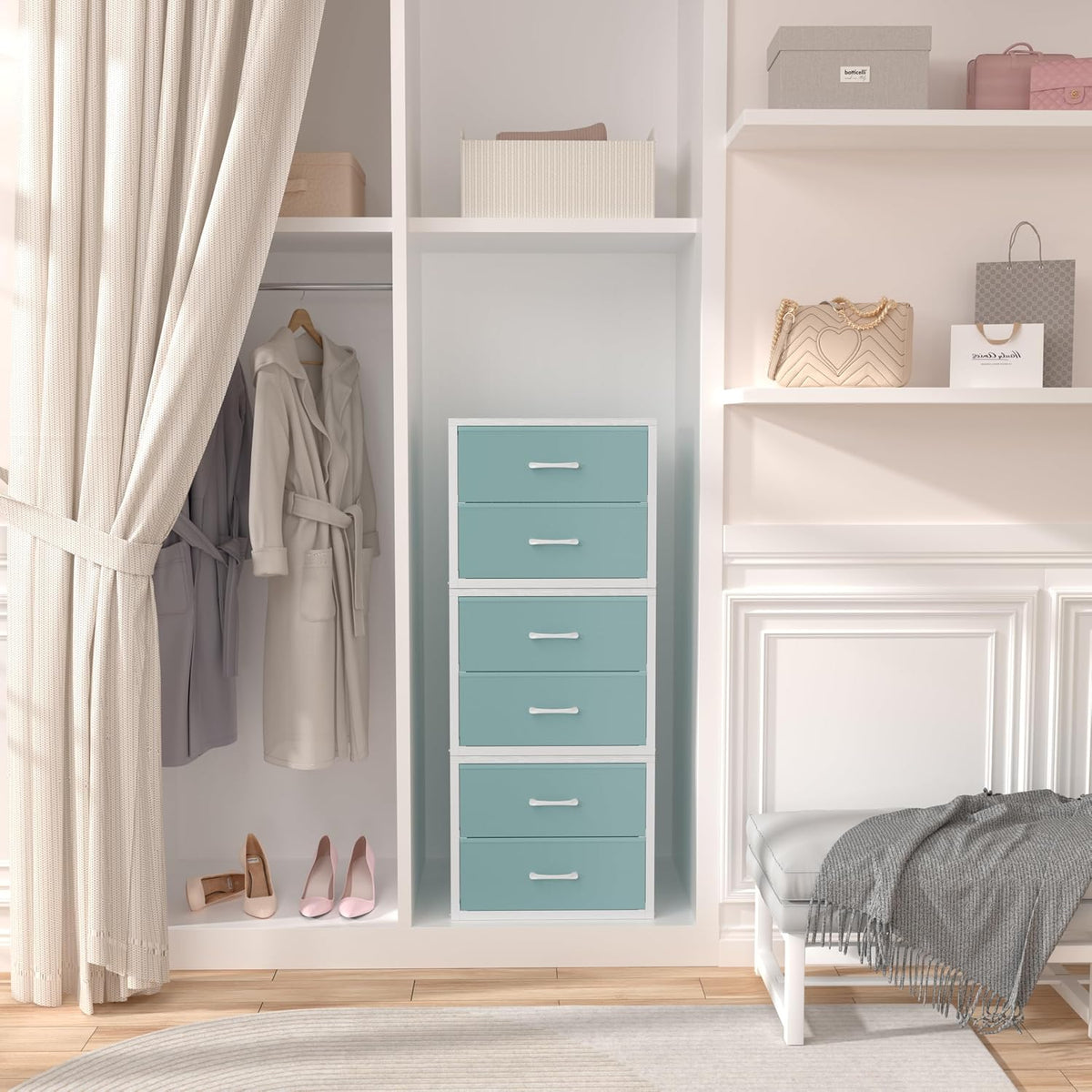 Stackable Storage Drawers Closet Organizers and Storage Fabric White 2 Drawer Dresser for Bedroom 2 Packs Modern