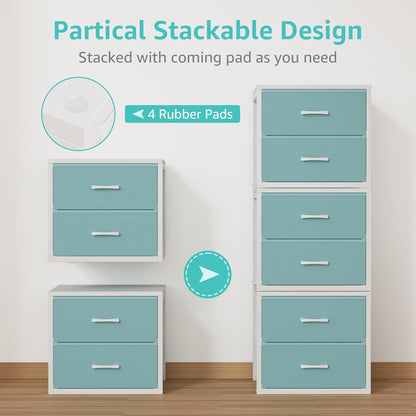 Stackable Storage Drawers Closet Organizers and Storage Fabric White 2 Drawer Dresser for Bedroom 2 Packs Modern
