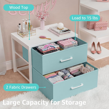Stackable Storage Drawers Closet Organizers and Storage Fabric White 2 Drawer Dresser for Bedroom 2 Packs Modern
