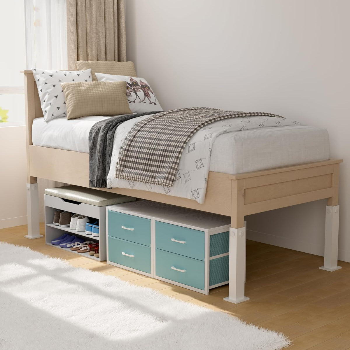 Stackable Storage Drawers Closet Organizers and Storage Fabric White 2 Drawer Dresser for Bedroom 2 Packs Modern