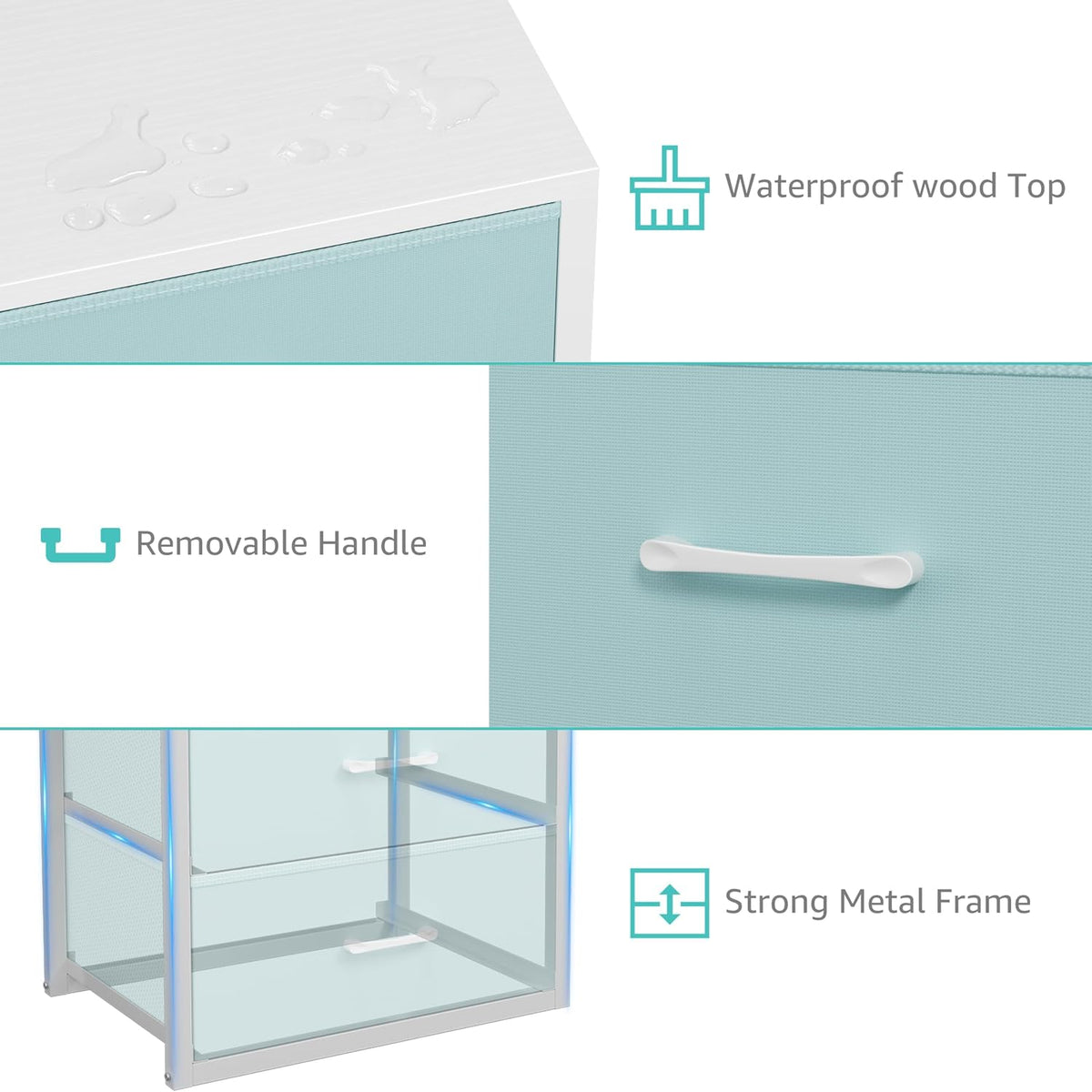 Stackable Storage Drawers Closet Organizers and Storage Fabric White 2 Drawer Dresser for Bedroom 2 Packs Modern