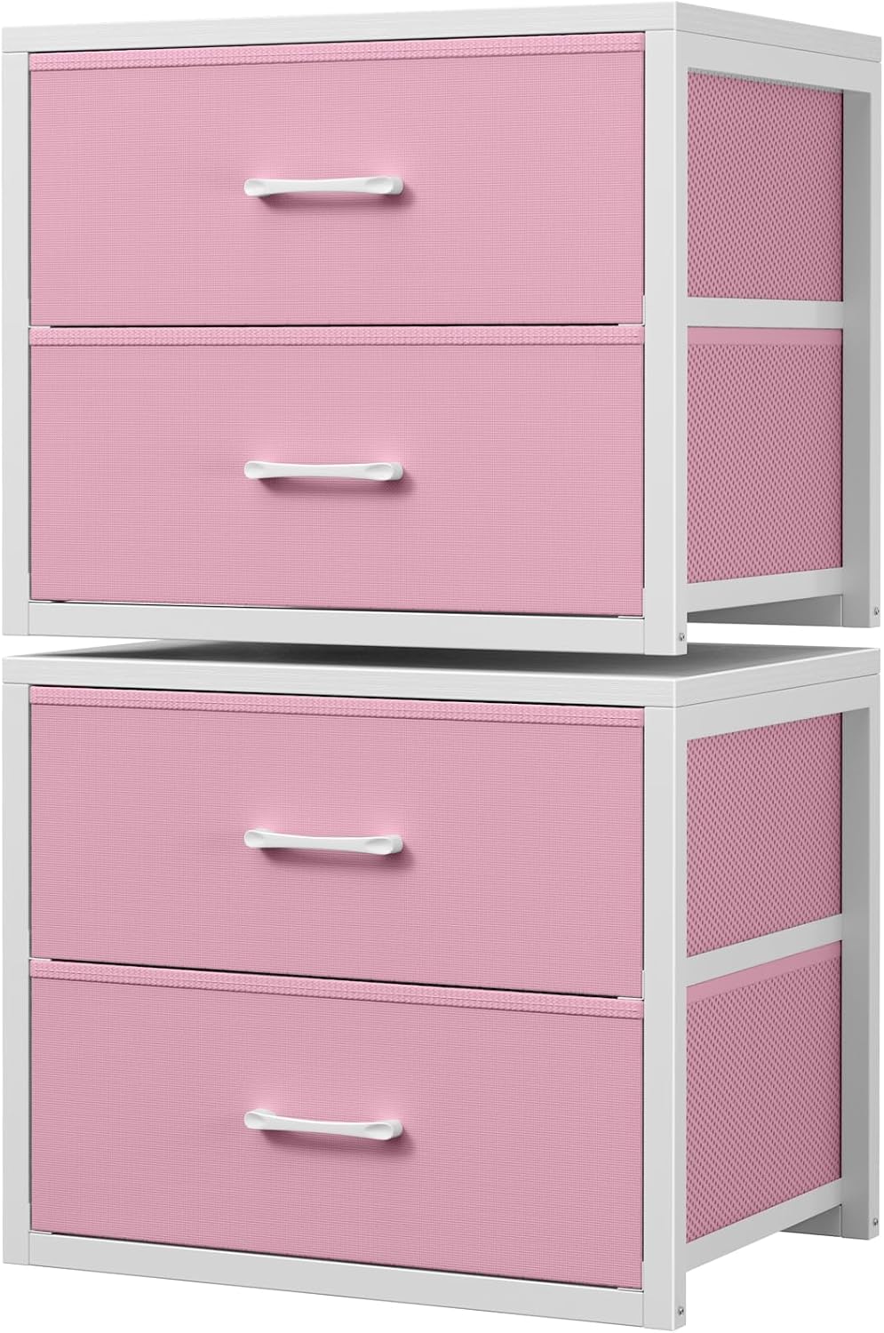 Stackable Storage Drawers Closet Organizers and Storage Fabric White 2 Drawer Dresser for Bedroom 2 Packs Modern