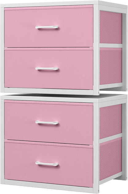 Stackable Storage Drawers Closet Organizers and Storage Fabric White 2 Drawer Dresser for Bedroom 2 Packs Modern
