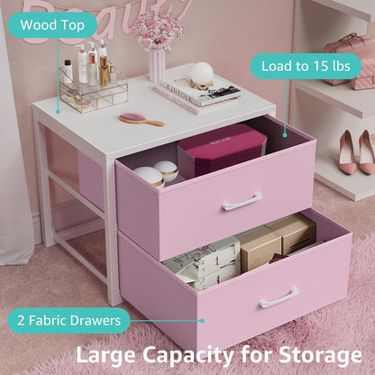 Stackable Storage Drawers Closet Organizers and Storage Fabric White 2 Drawer Dresser for Bedroom 2 Packs Modern