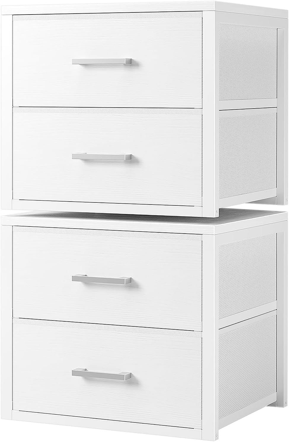 Stackable Storage Drawers Closet Organizers and Storage Fabric White 2 Drawer Dresser for Bedroom 2 Packs Modern