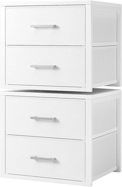 Stackable Storage Drawers Closet Organizers and Storage Fabric White 2 Drawer Dresser for Bedroom 2 Packs Modern