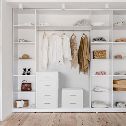 Stackable Storage Drawers Closet Organizers and Storage Fabric White 2 Drawer Dresser for Bedroom 2 Packs Modern