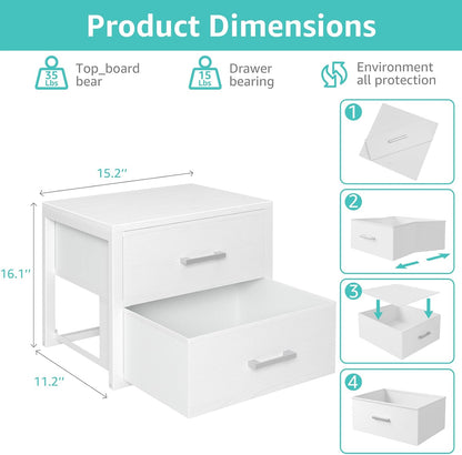 Stackable Storage Drawers Closet Organizers and Storage Fabric White 2 Drawer Dresser for Bedroom 2 Packs Modern