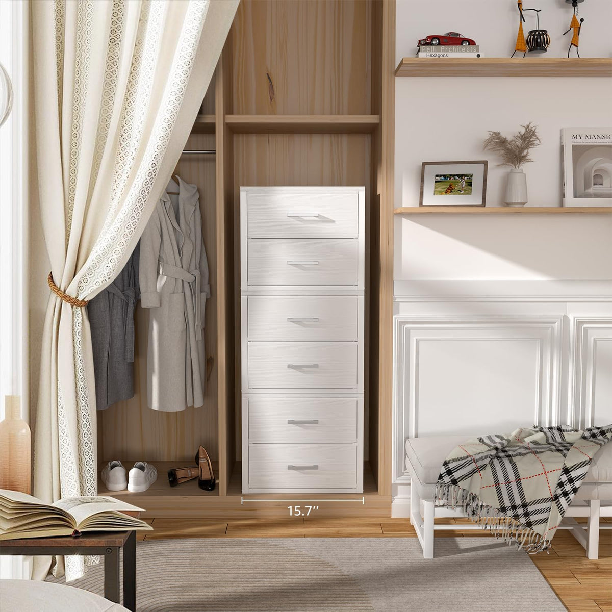 Stackable Storage Drawers Closet Organizers and Storage Fabric White 2 Drawer Dresser for Bedroom 2 Packs Modern