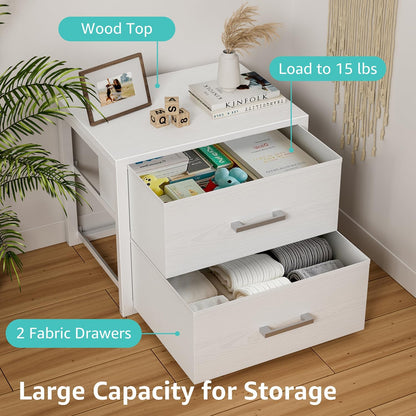 Stackable Storage Drawers Closet Organizers and Storage Fabric White 2 Drawer Dresser for Bedroom 2 Packs Modern