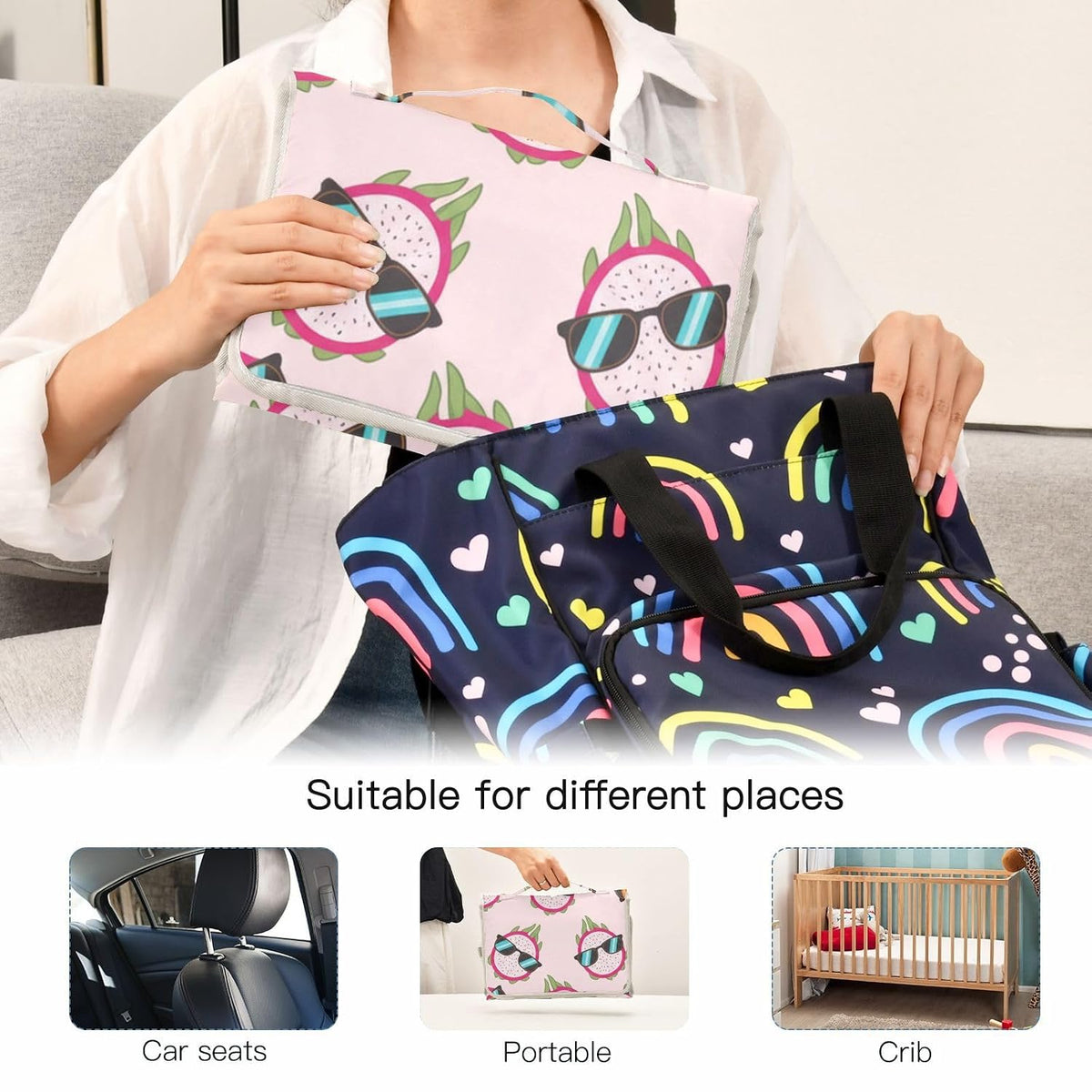 Dragonfruit Sunglasses Print Portable Diaper Changing Pad Daycare