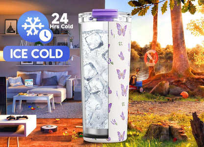 24 oz Insulated Travel Coffee Mug: Leak Proof Lid, Sea | Stainless Steel Coffee Tumbler, Keeps Hot for 8 Hours or Cold for 24 Hours, Fits in Car Cup Holder, BPA Free