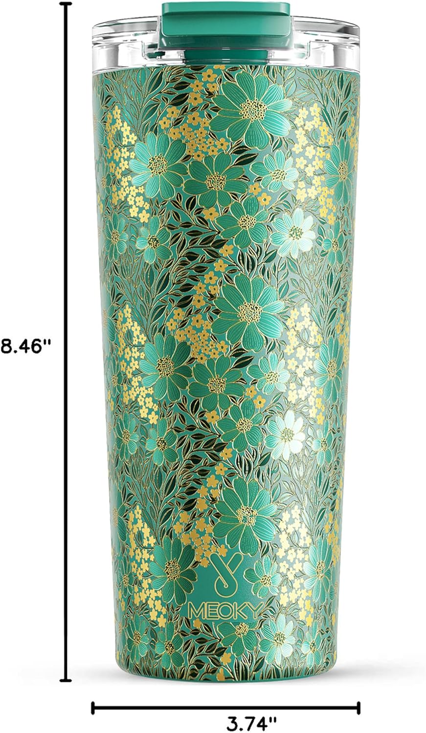 24 oz Insulated Travel Coffee Mug: Leak Proof Lid, Sea | Stainless Steel Coffee Tumbler, Keeps Hot for 8 Hours or Cold for 24 Hours, Fits in Car Cup Holder, BPA Free
