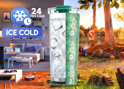 24 oz Insulated Travel Coffee Mug: Leak Proof Lid, Sea | Stainless Steel Coffee Tumbler, Keeps Hot for 8 Hours or Cold for 24 Hours, Fits in Car Cup Holder, BPA Free
