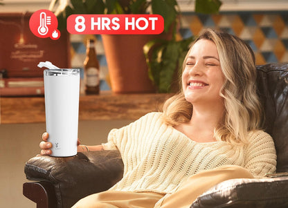 24 oz Insulated Travel Coffee Mug: Leak Proof Lid, Sea | Stainless Steel Coffee Tumbler, Keeps Hot for 8 Hours or Cold for 24 Hours, Fits in Car Cup Holder, BPA Free