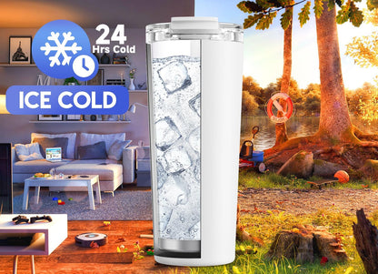 24 oz Insulated Travel Coffee Mug: Leak Proof Lid, Sea | Stainless Steel Coffee Tumbler, Keeps Hot for 8 Hours or Cold for 24 Hours, Fits in Car Cup Holder, BPA Free
