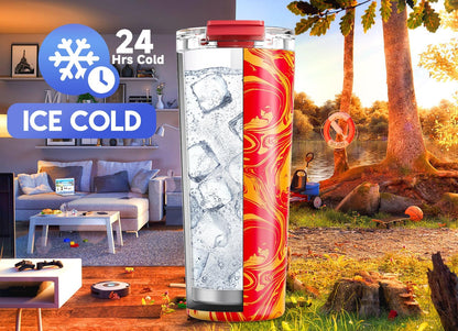 24 oz Insulated Travel Coffee Mug: Leak Proof Lid, Sea | Stainless Steel Coffee Tumbler, Keeps Hot for 8 Hours or Cold for 24 Hours, Fits in Car Cup Holder, BPA Free