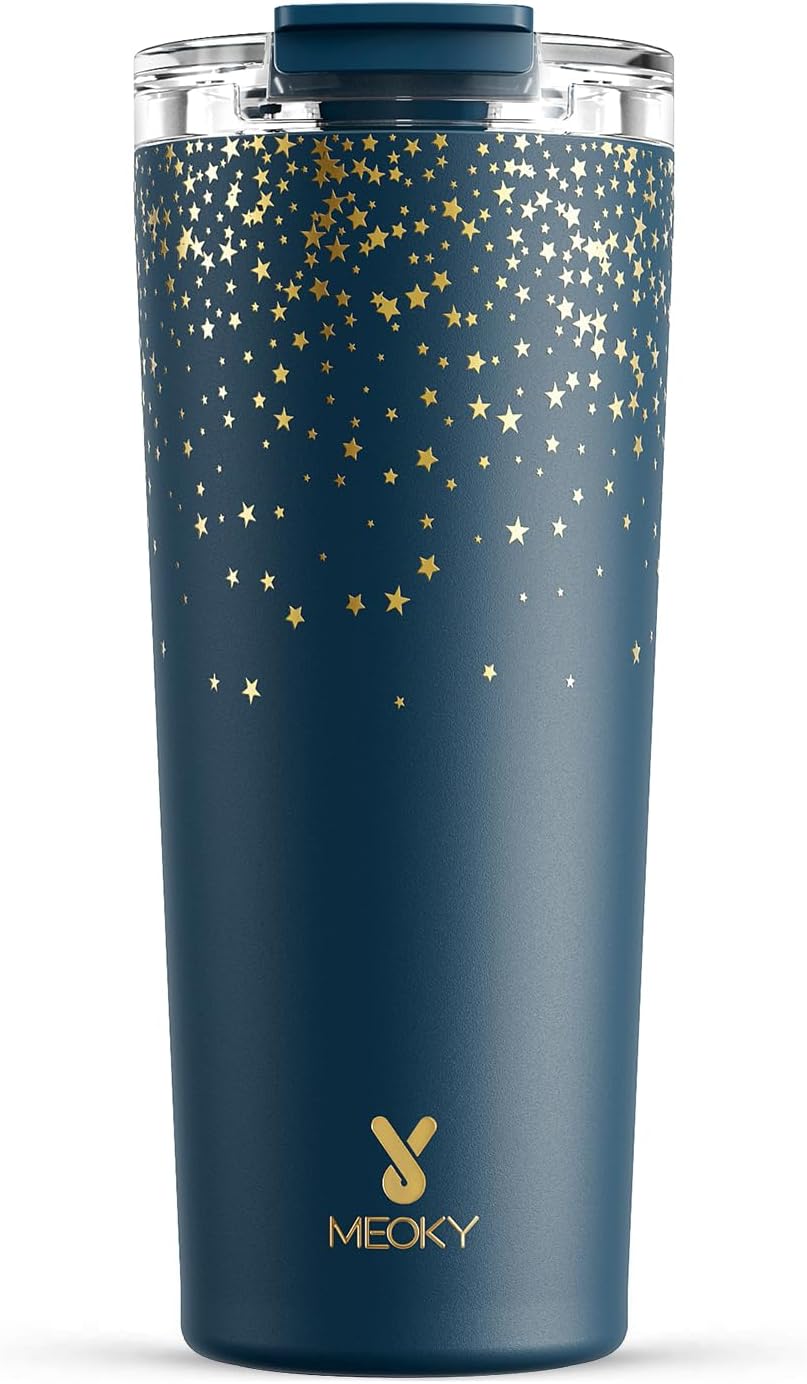 24 oz Insulated Travel Coffee Mug: Leak Proof Lid, Sea | Stainless Steel Coffee Tumbler, Keeps Hot for 8 Hours or Cold for 24 Hours, Fits in Car Cup Holder, BPA Free