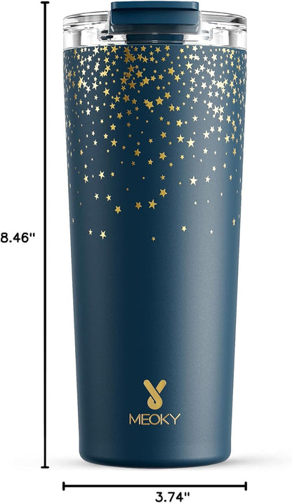 24 oz Insulated Travel Coffee Mug: Leak Proof Lid, Sea | Stainless Steel Coffee Tumbler, Keeps Hot for 8 Hours or Cold for 24 Hours, Fits in Car Cup Holder, BPA Free