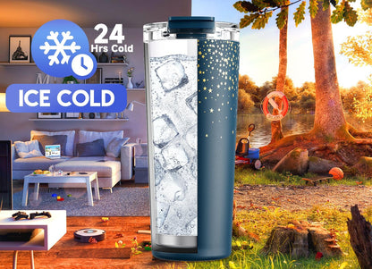 24 oz Insulated Travel Coffee Mug: Leak Proof Lid, Sea | Stainless Steel Coffee Tumbler, Keeps Hot for 8 Hours or Cold for 24 Hours, Fits in Car Cup Holder, BPA Free
