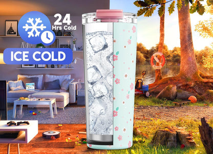 24 oz Insulated Travel Coffee Mug: Leak Proof Lid, Sea | Stainless Steel Coffee Tumbler, Keeps Hot for 8 Hours or Cold for 24 Hours, Fits in Car Cup Holder, BPA Free