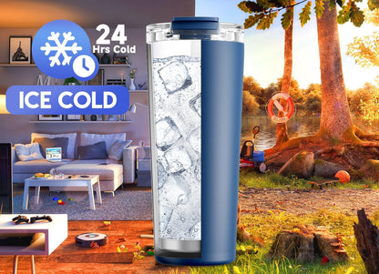 24 oz Insulated Travel Coffee Mug: Leak Proof Lid, Sea | Stainless Steel Coffee Tumbler, Keeps Hot for 8 Hours or Cold for 24 Hours, Fits in Car Cup Holder, BPA Free