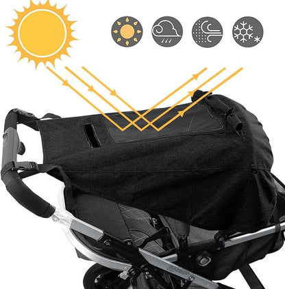 UPF 50+ UV Protection Stroller Sun Shade - Universal Cover With See Through, Waterproof and Breathable Extender, Baby Sun Protection Accessories