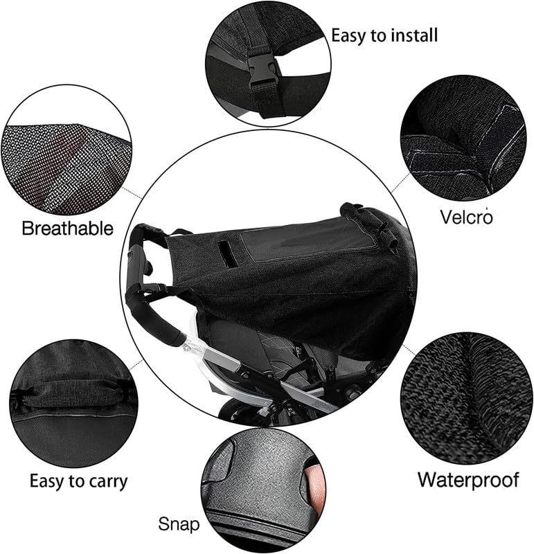 UPF 50+ UV Protection Stroller Sun Shade - Universal Cover With See Through, Waterproof and Breathable Extender, Baby Sun Protection Accessories