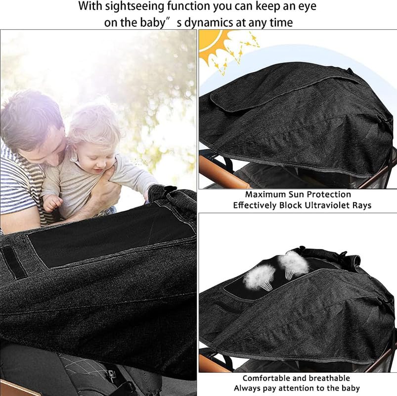 UPF 50+ UV Protection Stroller Sun Shade - Universal Cover With See Through, Waterproof and Breathable Extender, Baby Sun Protection Accessories