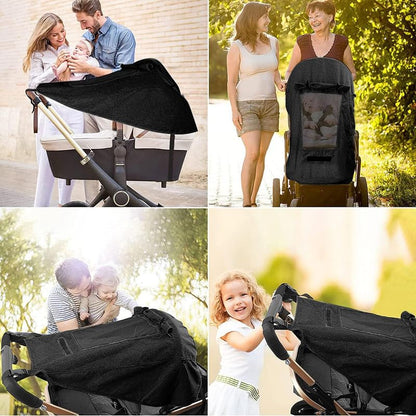 UPF 50+ UV Protection Stroller Sun Shade - Universal Cover With See Through, Waterproof and Breathable Extender, Baby Sun Protection Accessories