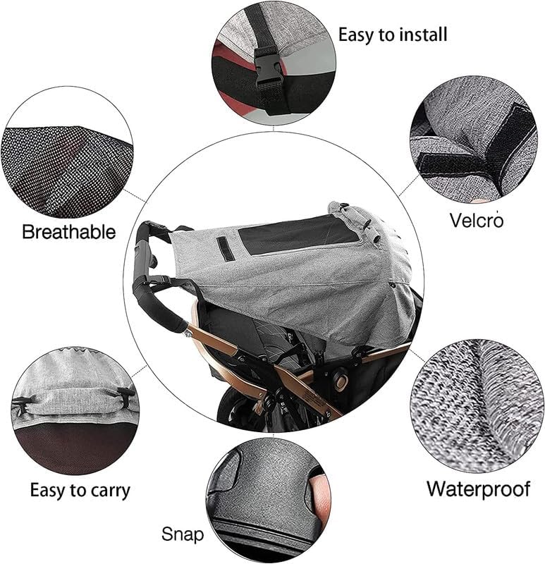 UPF 50+ UV Protection Stroller Sun Shade - Universal Cover With See Through, Waterproof and Breathable Extender, Baby Sun Protection Accessories
