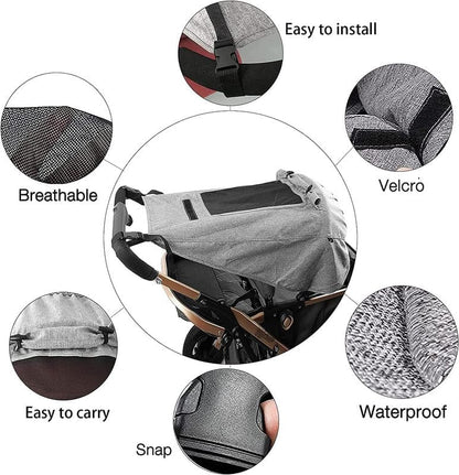 UPF 50+ UV Protection Stroller Sun Shade - Universal Cover With See Through, Waterproof and Breathable Extender, Baby Sun Protection Accessories