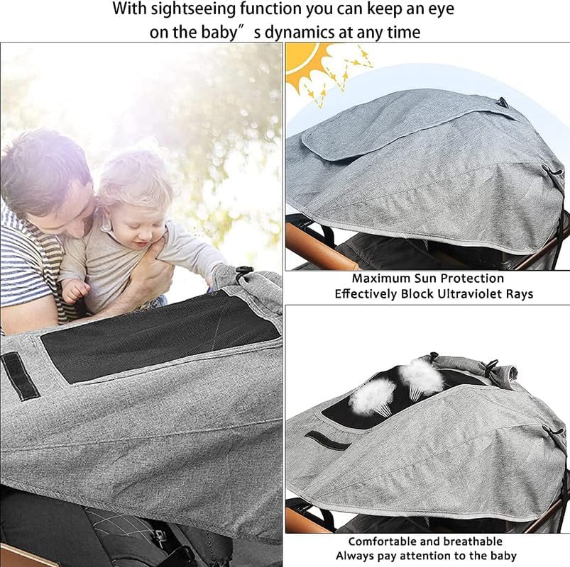 UPF 50+ UV Protection Stroller Sun Shade - Universal Cover With See Through, Waterproof and Breathable Extender, Baby Sun Protection Accessories