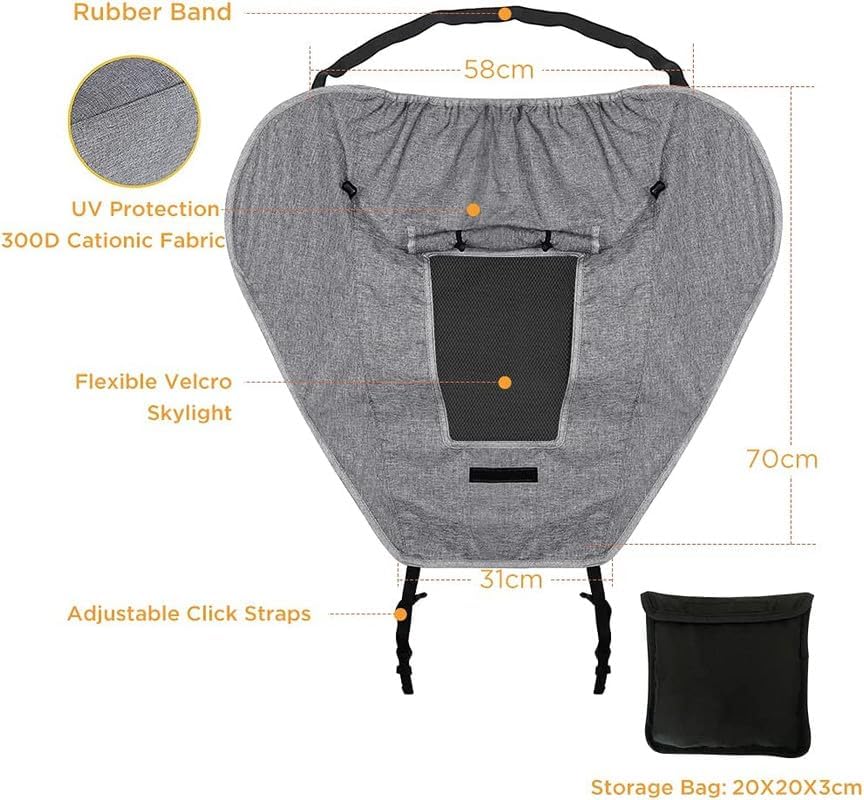 UPF 50+ UV Protection Stroller Sun Shade - Universal Cover With See Through, Waterproof and Breathable Extender, Baby Sun Protection Accessories