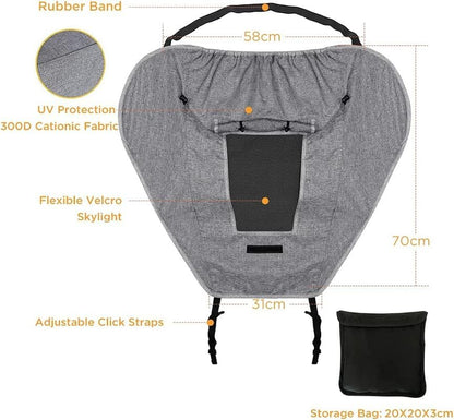 UPF 50+ UV Protection Stroller Sun Shade - Universal Cover With See Through, Waterproof and Breathable Extender, Baby Sun Protection Accessories