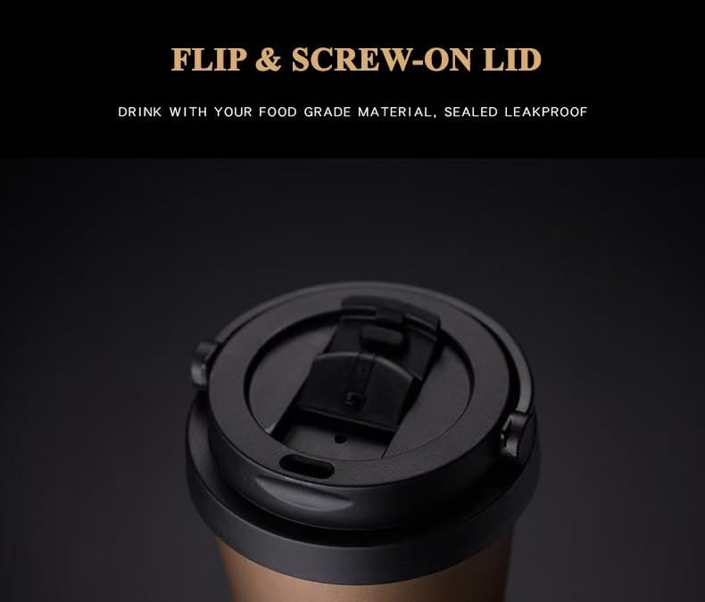 16 OZ Insulated Coffee Mug, Travel Coffee Mug with Leakproof Lid, Coffee Tumbler with Handle, 304 Stainless Steel Mug, Double Walled Vacuum Insulated Mug, White