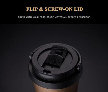 16 OZ Insulated Coffee Mug, Travel Coffee Mug with Leakproof Lid, Coffee Tumbler with Handle, 304 Stainless Steel Mug, Double Walled Vacuum Insulated Mug, White