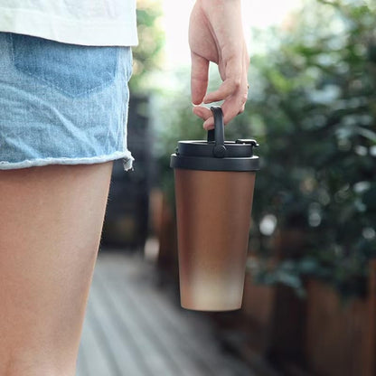 16 OZ Insulated Coffee Mug, Travel Coffee Mug with Leakproof Lid, Coffee Tumbler with Handle, 304 Stainless Steel Mug, Double Walled Vacuum Insulated Mug, White