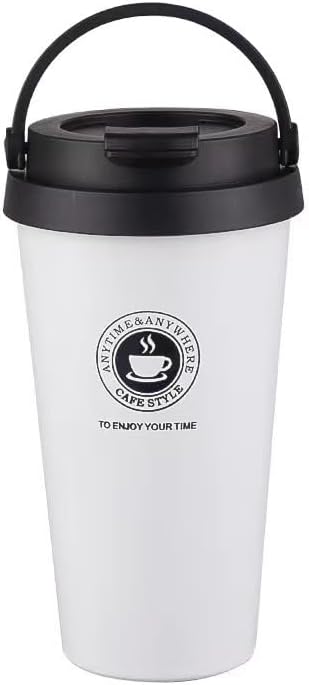 16 OZ Insulated Coffee Mug, Travel Coffee Mug with Leakproof Lid, Coffee Tumbler with Handle, 304 Stainless Steel Mug, Double Walled Vacuum Insulated Mug, White