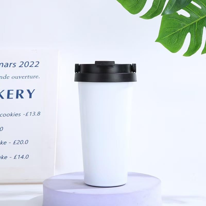 16 OZ Insulated Coffee Mug, Travel Coffee Mug with Leakproof Lid, Coffee Tumbler with Handle, 304 Stainless Steel Mug, Double Walled Vacuum Insulated Mug, White