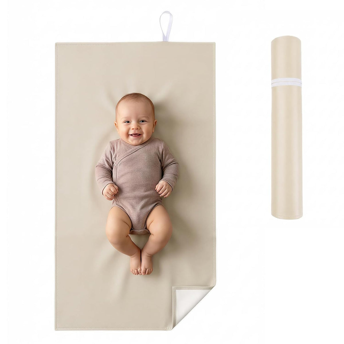 Portable Baby Changing Mat, Faux Leather, 30" x 17", Blush