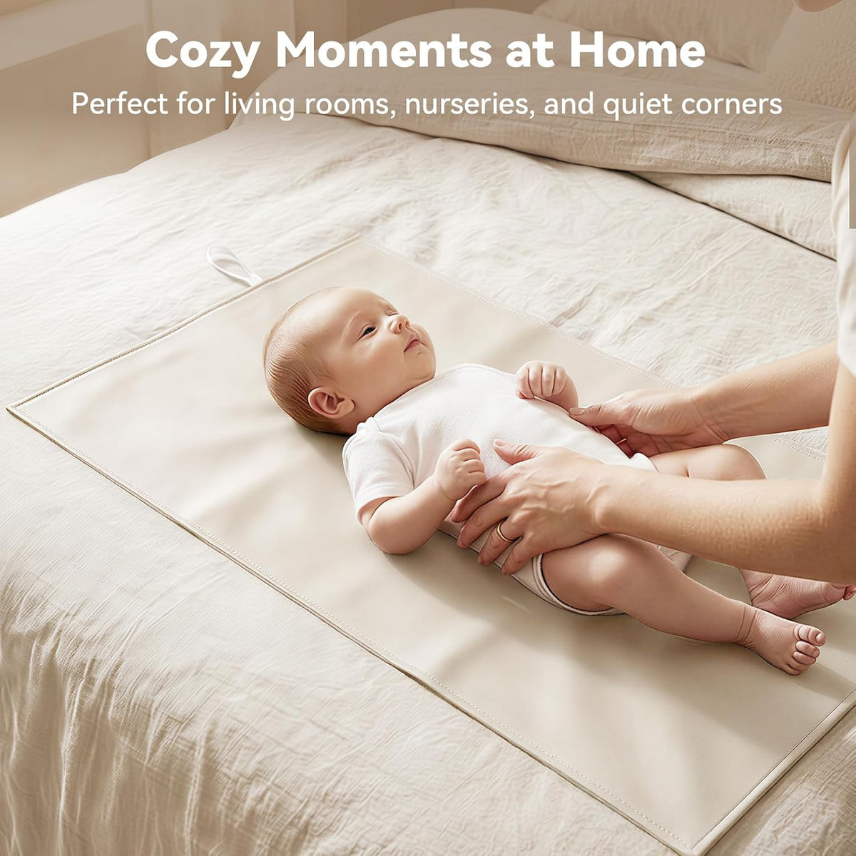 Portable Baby Changing Mat, Faux Leather, 30" x 17", Blush