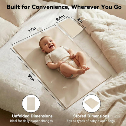 Portable Baby Changing Mat, Faux Leather, 30" x 17", Blush