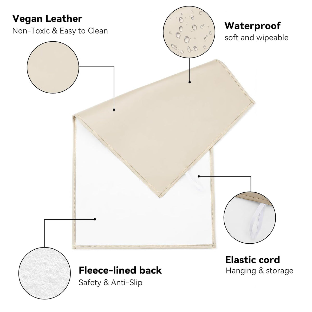 Portable Baby Changing Mat, Faux Leather, 30" x 17", Blush