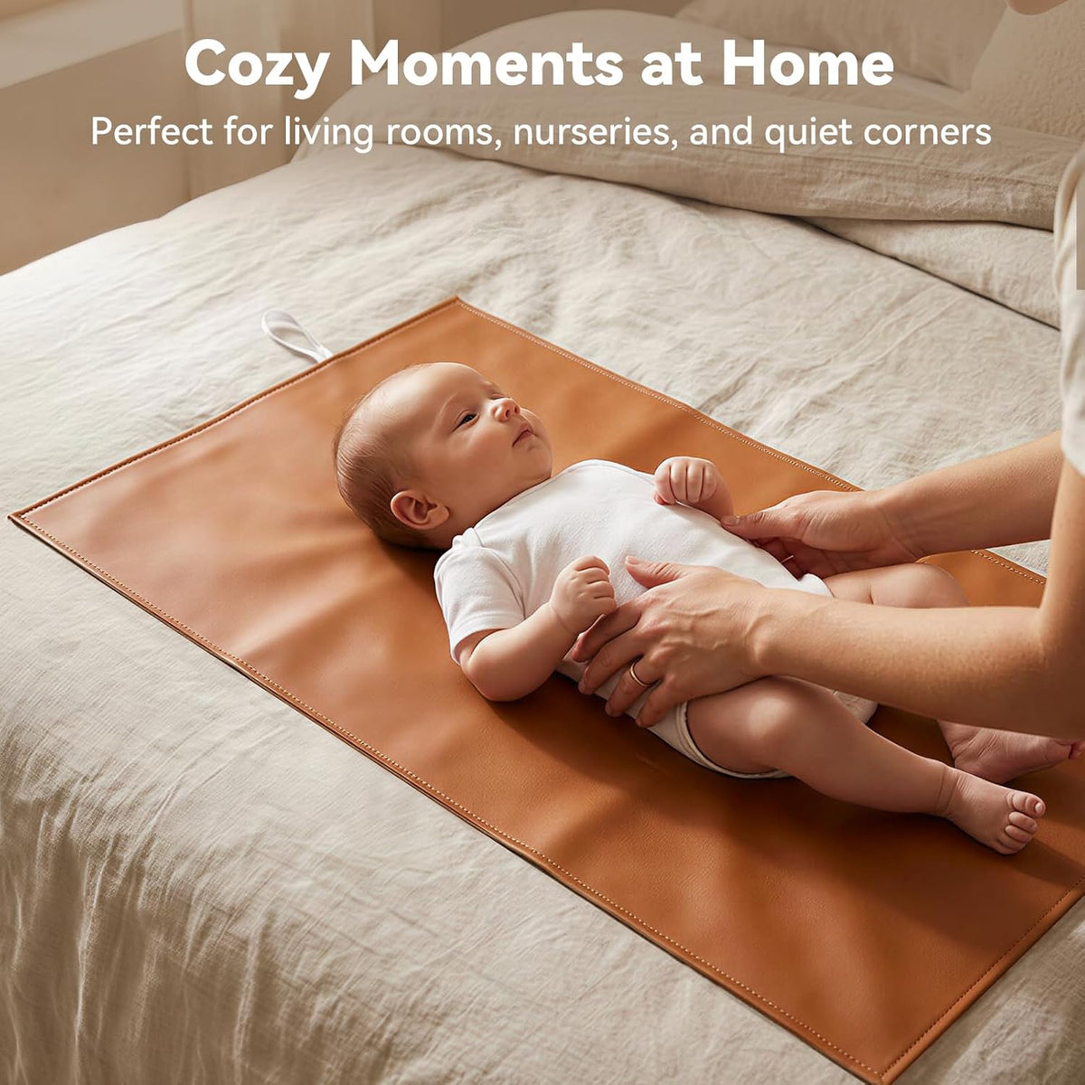 Portable Baby Changing Mat, Faux Leather, 30" x 17", Blush