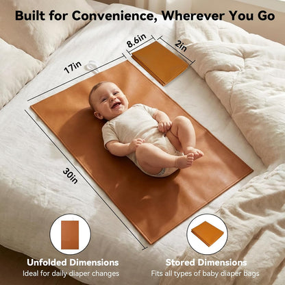 Portable Baby Changing Mat, Faux Leather, 30" x 17", Blush